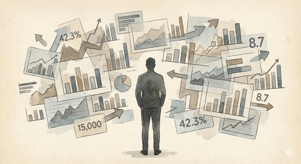 早すぎるBI導入で数字に迷う状態のイメージ